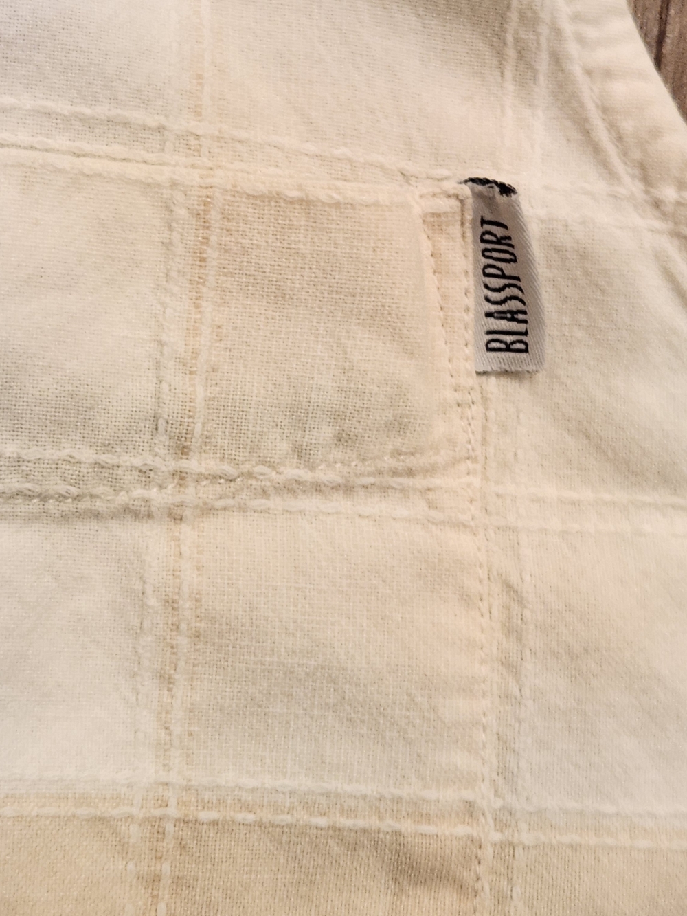 Vintage Blassport 100% Cotton Sleeveless Shirt - Sage & Cream Plaid Medium - Picture 5 of 5